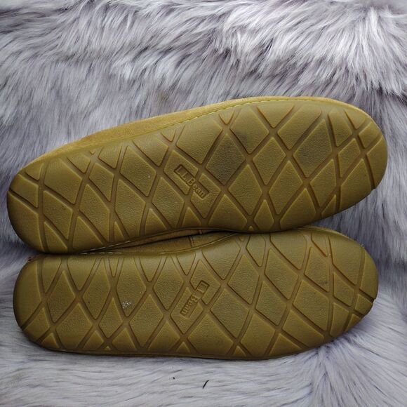 LL Bean Men's Brown Suede Wicked Good Shearling Lined Slipper Moc II Size 14 - Picture 6 of 8